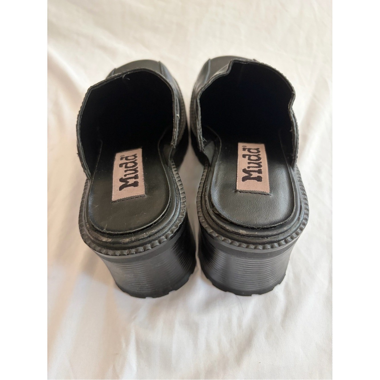 Mudd Black Chunky Platform Clogs Block Heel Silver Buckle Y2K Style Sizse 8.5