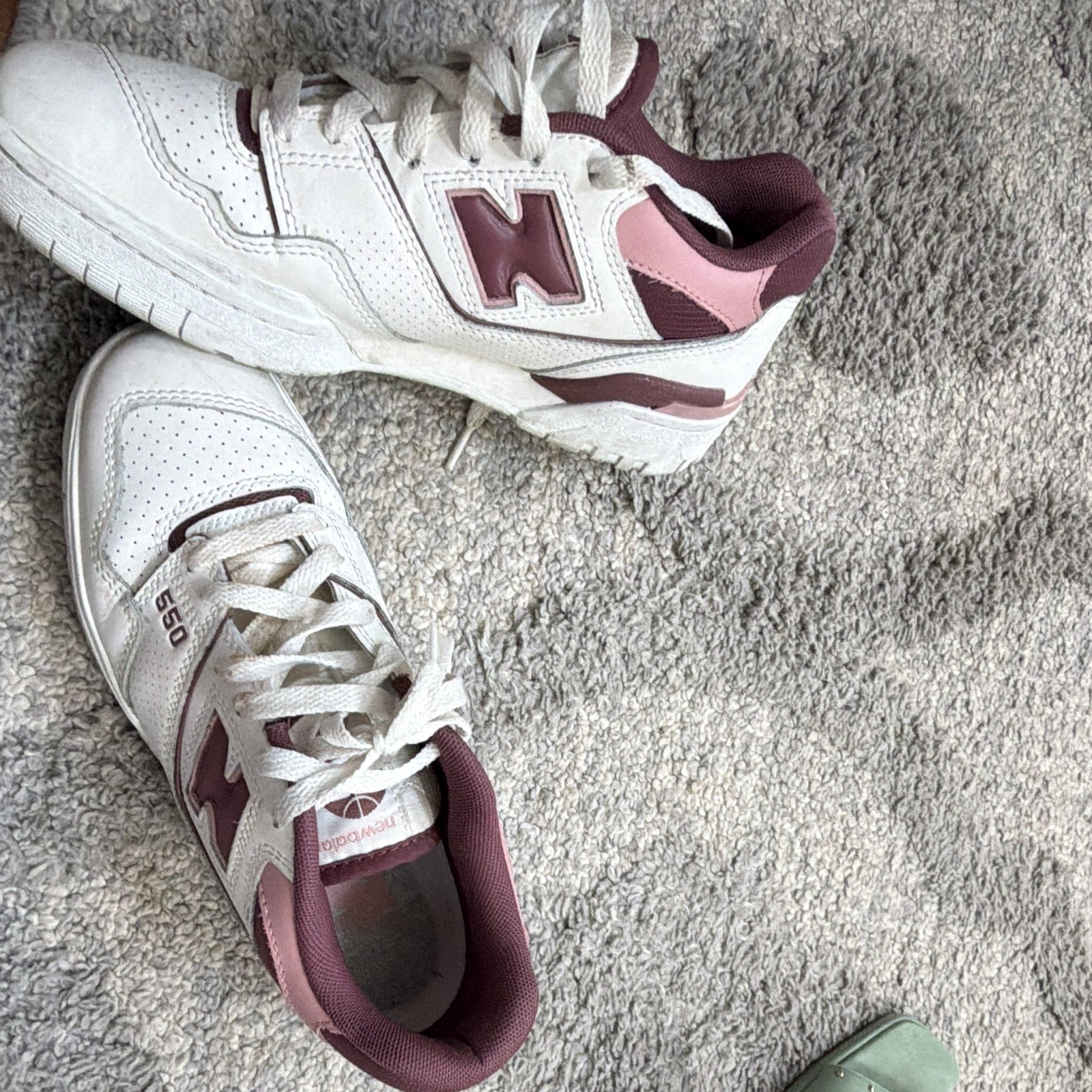 New Balance 550 Washed Burgundy Women’s Leather Low-Top Lace-Up Sneakers