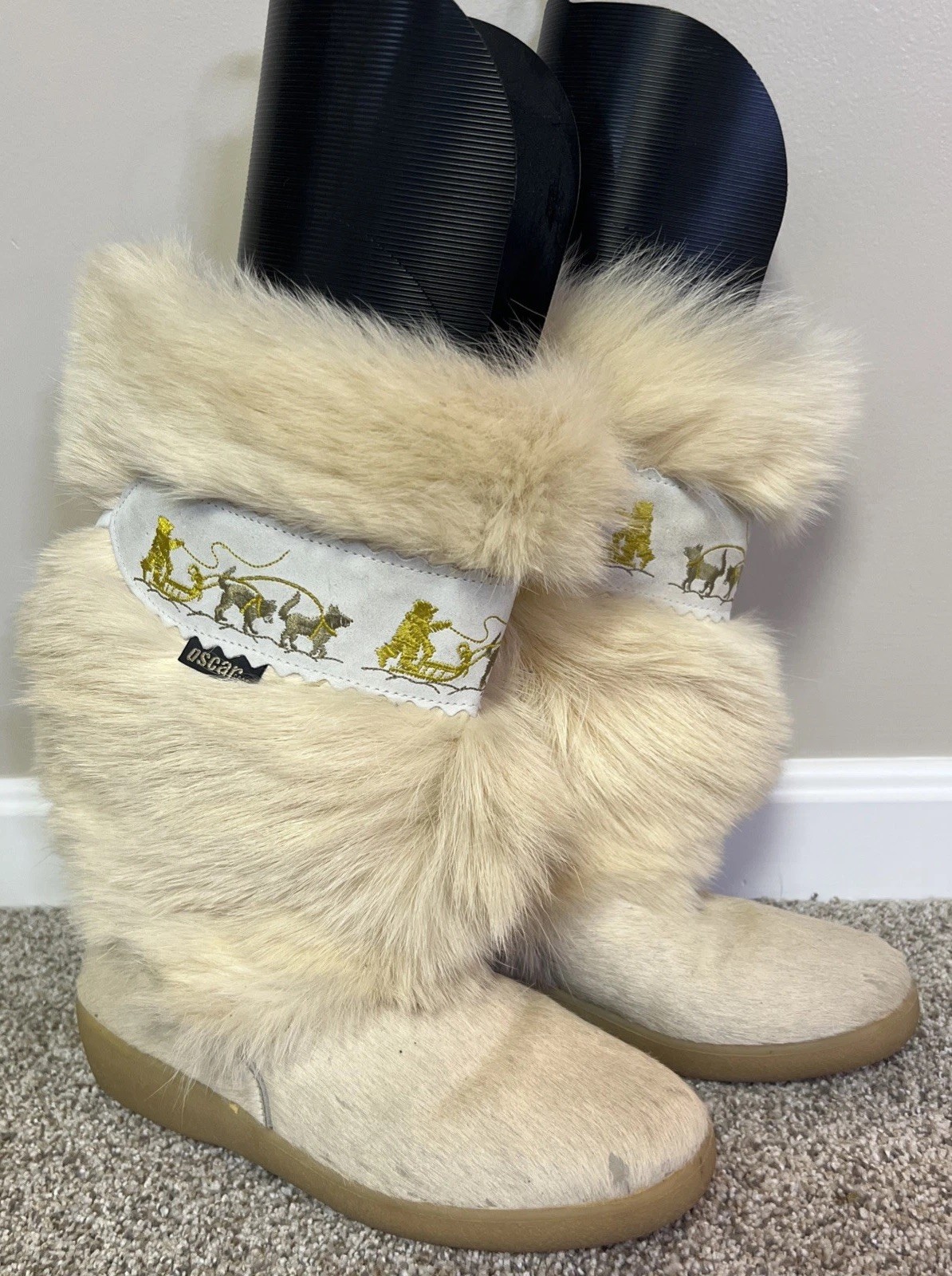 Oscar Sports Apres Taiga Cream Off-White Fur Ski Boots EU Sz 40 8/8.5 READ