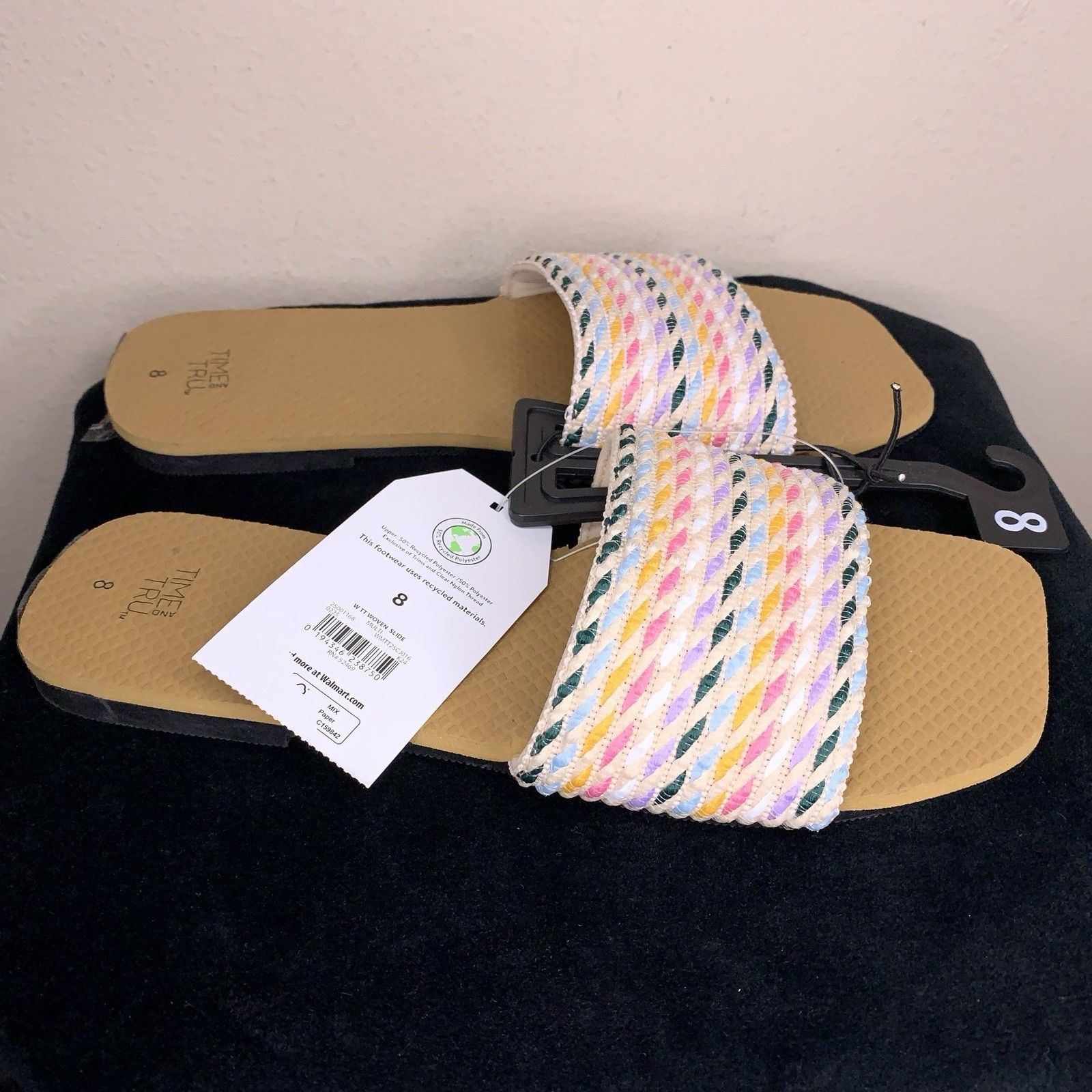 New Size 8 Slide Sandals Multicolored Tan Brown Womens Boho Bohemian Beach
