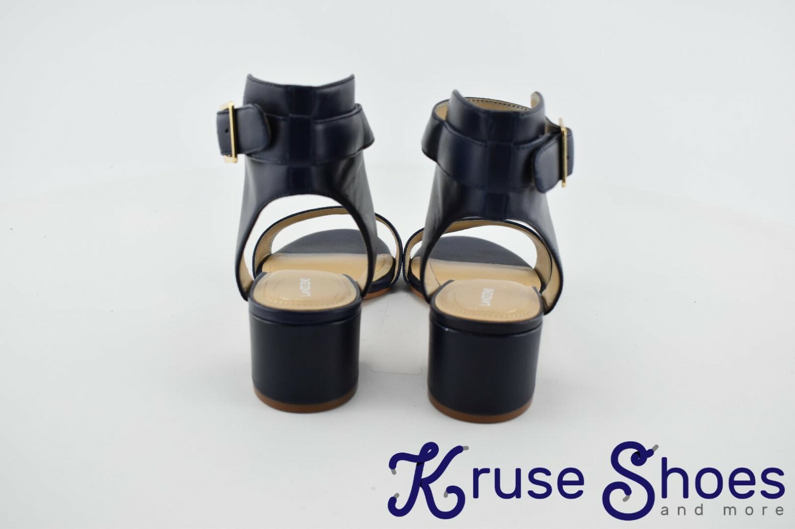 LAND’S END Womens High Ankle Strap Heel Sandals Deep Sea Size 6W