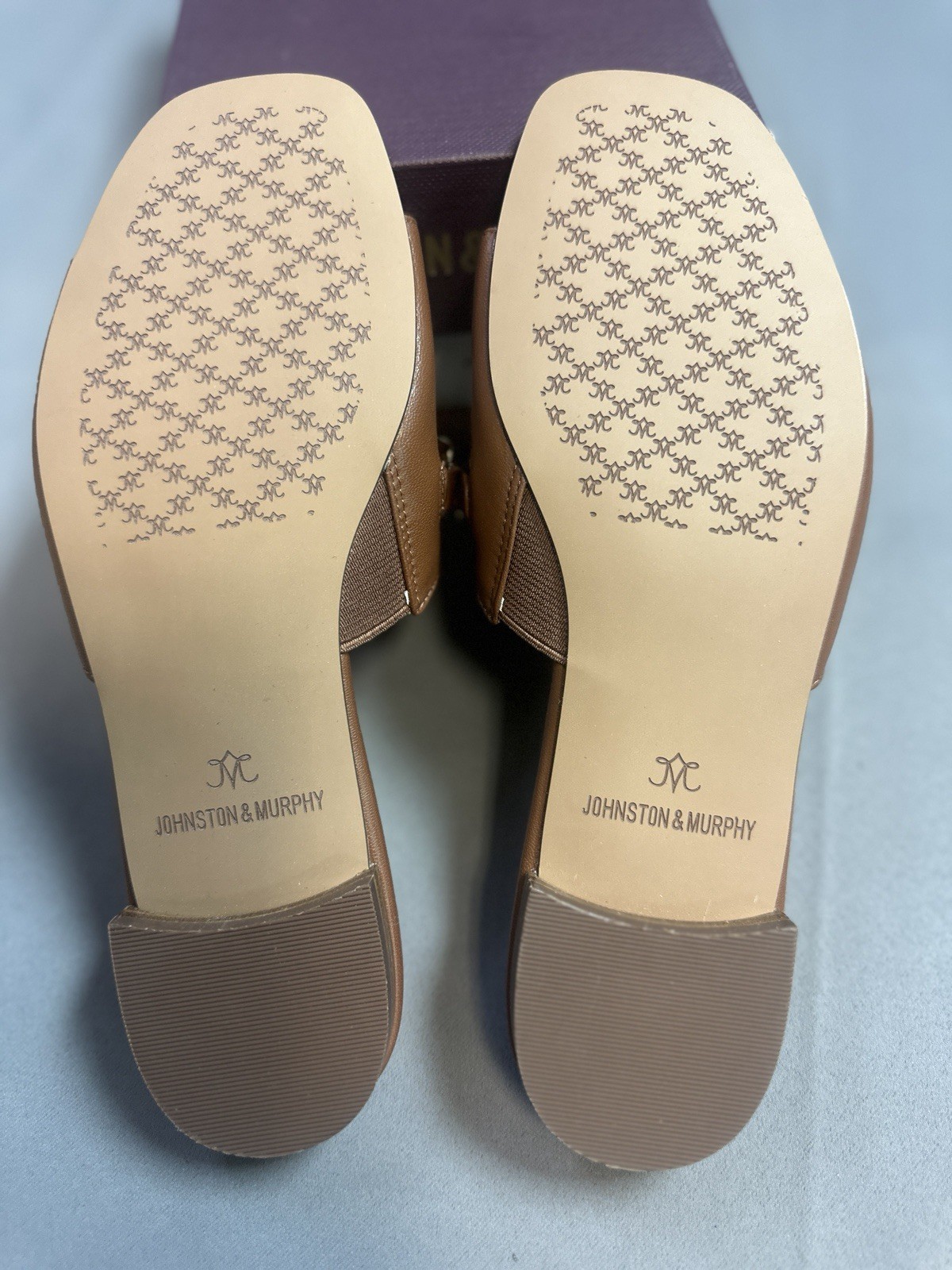 New Johnston & Murphy LILLY Chain Slide Sandals In Cognac Glove – Women’s 6.5M