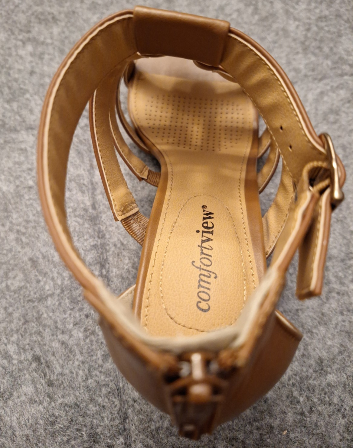 Comfortview Talia Cognac Gladiator Heeled Sandals 7.5 M Back Zip Style 16‑0895‑9