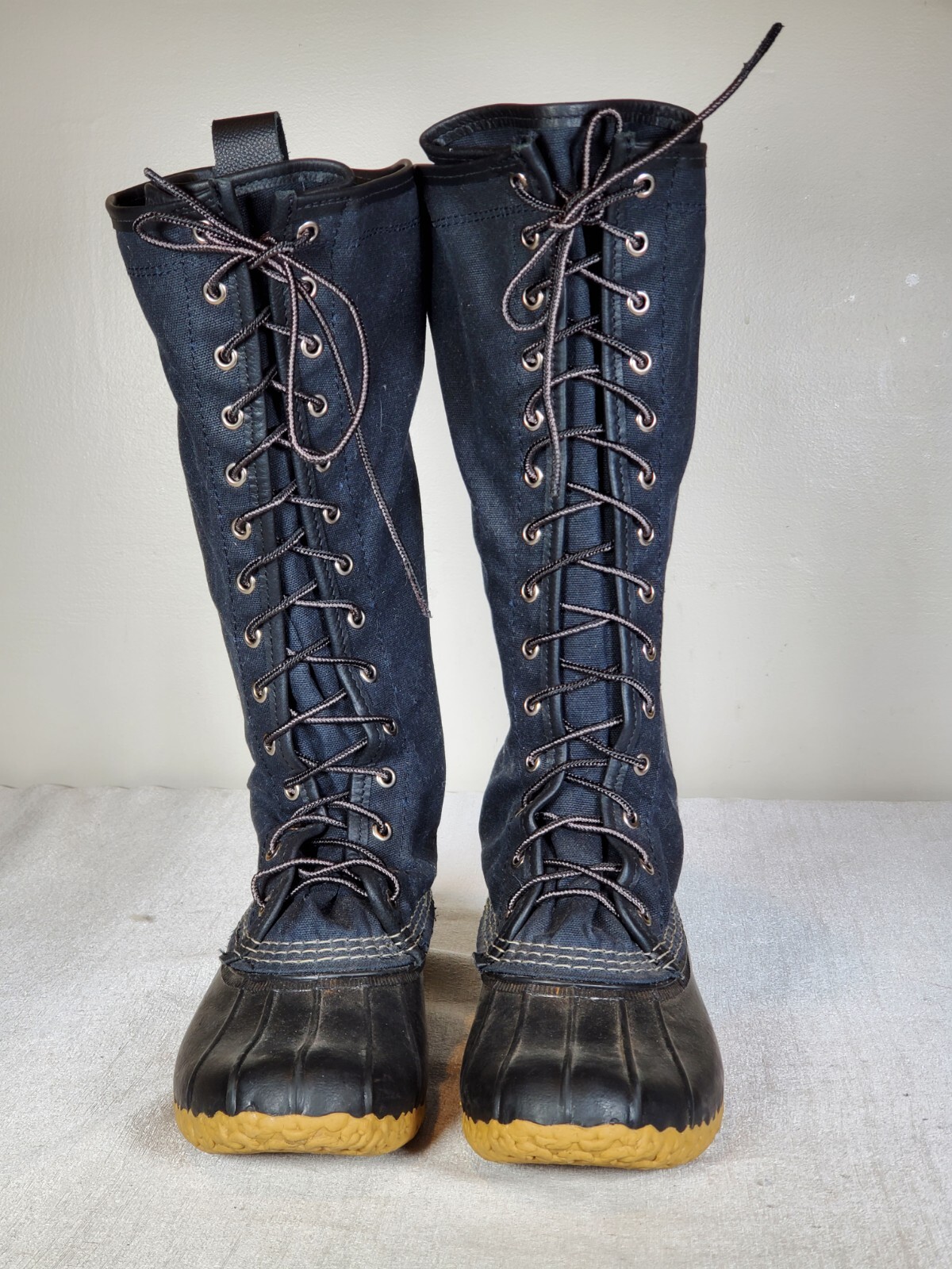 L.L. Bean Signature 16″ Black Waxed Canvas Unlined Tall Hunting Boots Women US 6