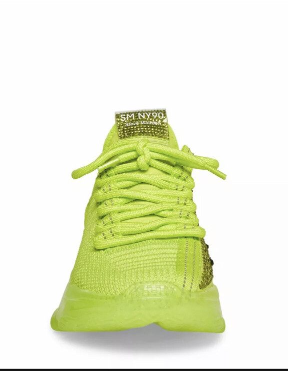 Steve Madden Sneakers Womens Maxima Lime SM NY90 Bejeweled Brand New