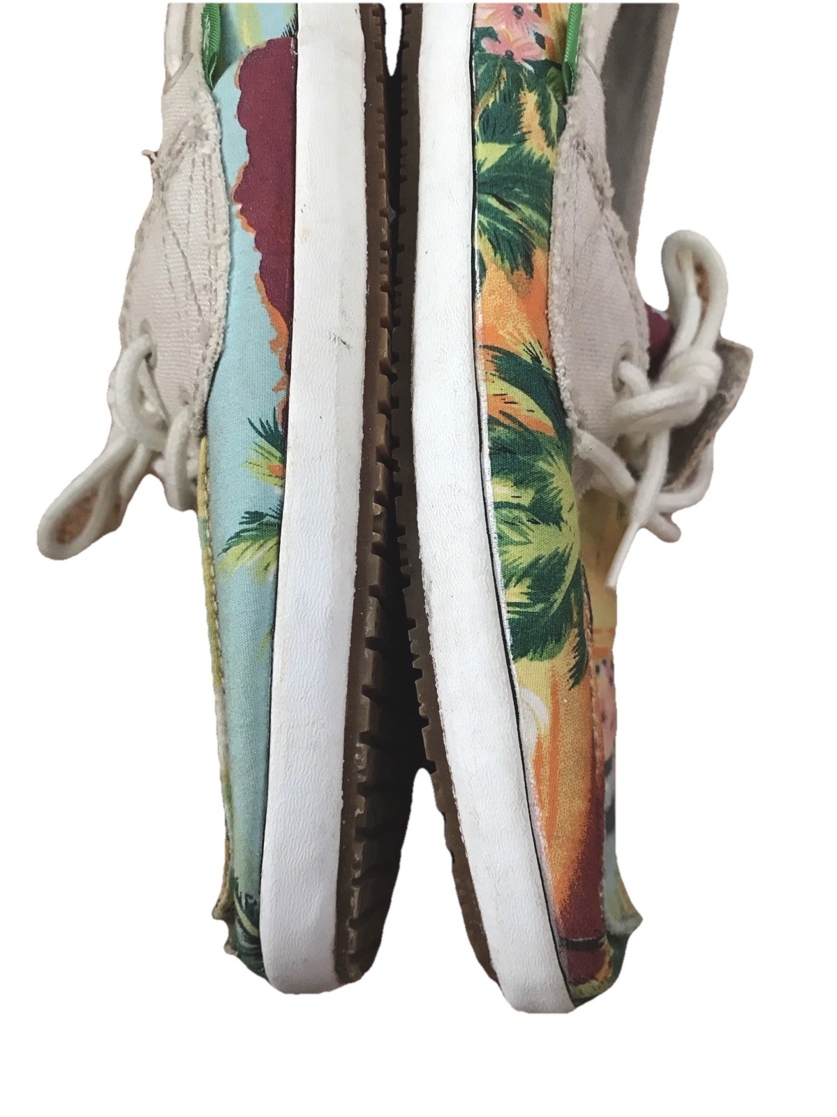 SANUK Canvas Tropical Beach Floral Multicolor Slip On Boat Loafer Shoe Woman 9.5