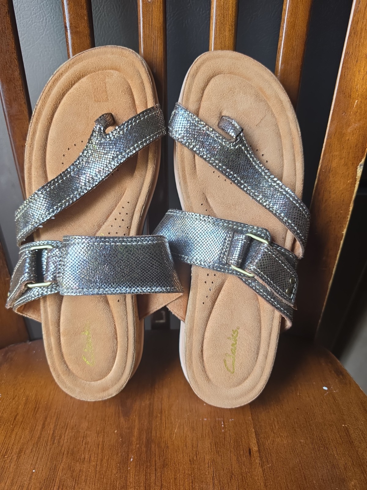 Clarks Womens Yatch Comfort Sandal Gold/Bronze Slip Size Us 8.5