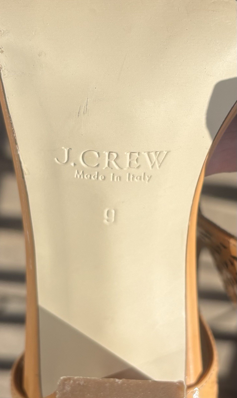 J Crew Women’s Perforated Sandals with Cut-Outs. Peach/Tan.Size 9.Made in Italy