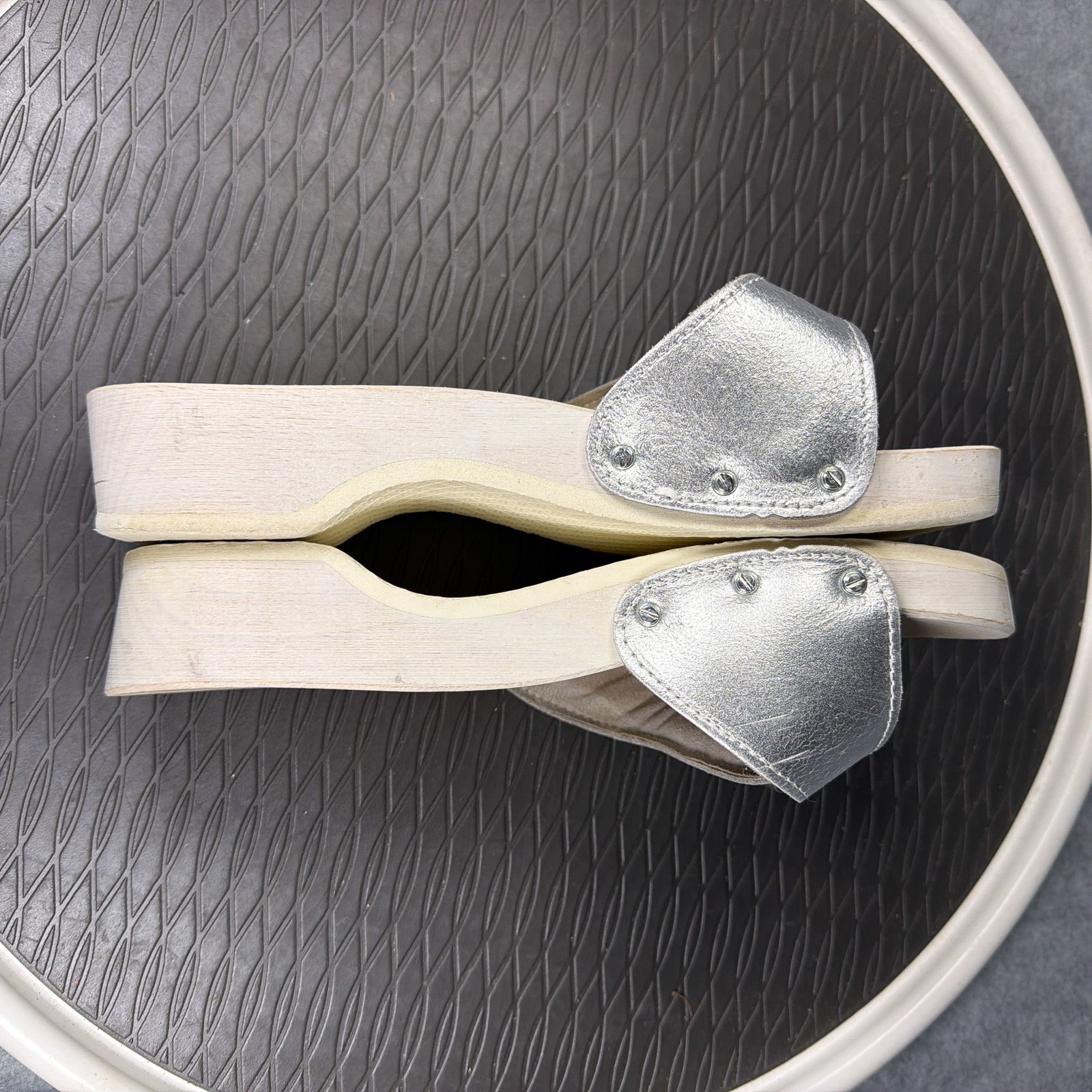 Dr Scholls Original Sandals Womens 6.5 Silver Platform Slides Buckle