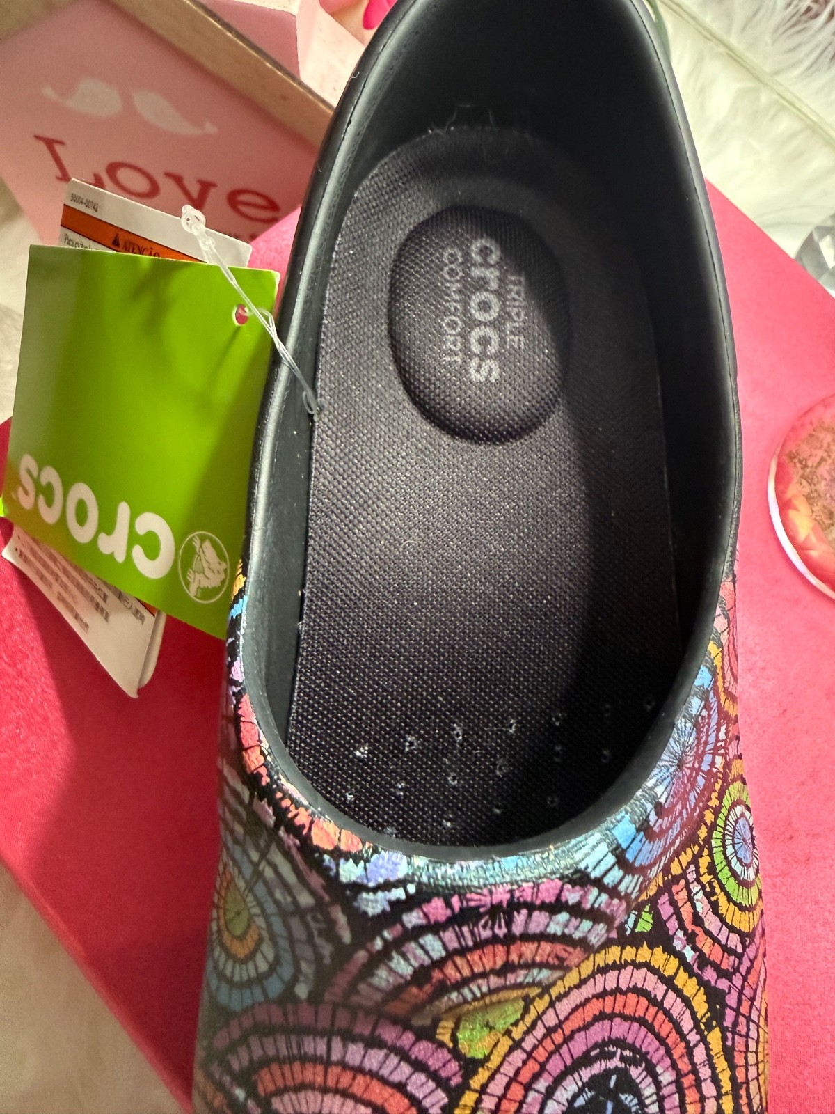 Crocs Nerio Pro Graphics Clogs Women’s Black Clogs multicolor circular NWT