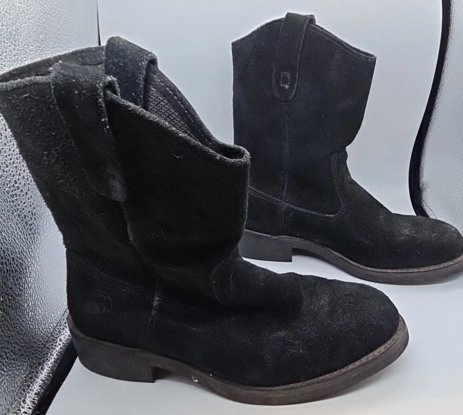 Brahma Black Leather Engineer Boots Womens 8.5 Workwear Grunge Distressed