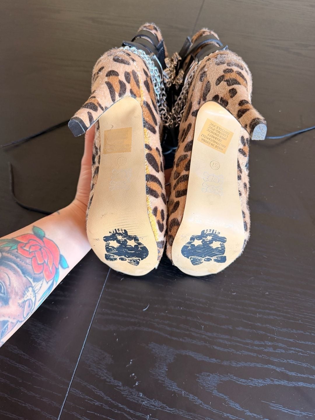 Rare Abbey Dawn Avril Lavigne Worn Style Leopard Platform Boots Heels US 6