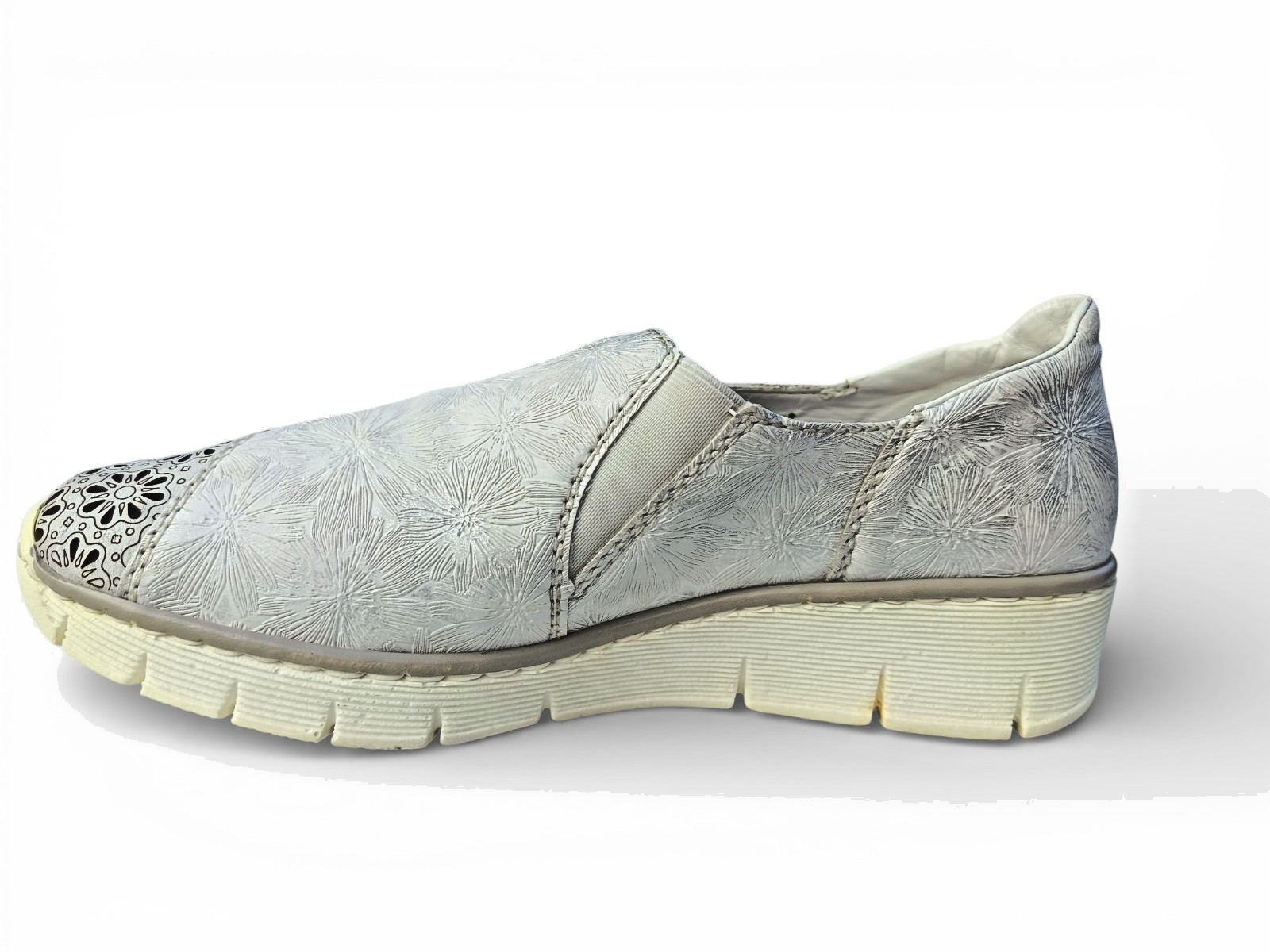 Rieker Womens White Leather Comfort Slip On Walking Shoes EU 38
