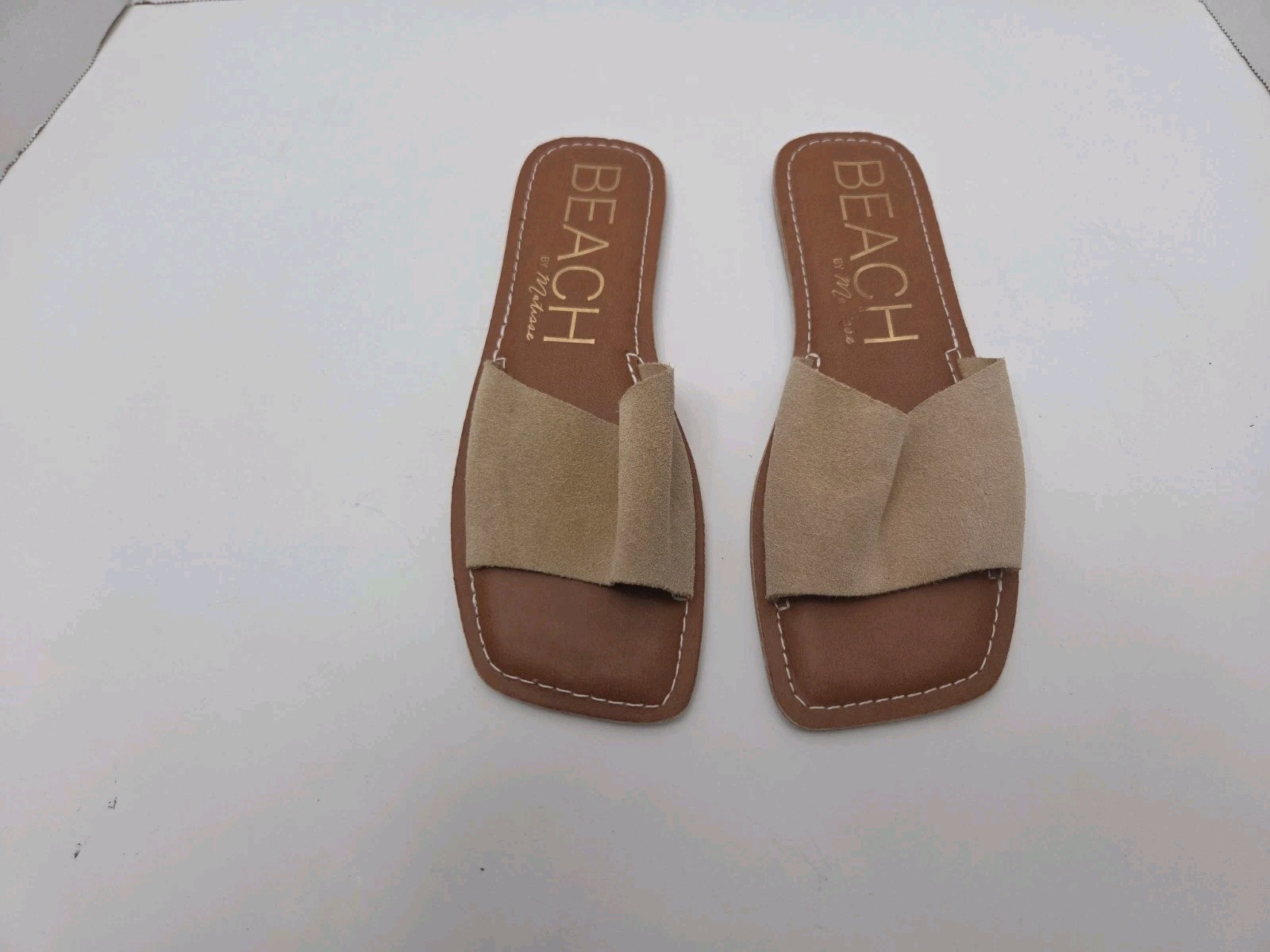 Beach By Matisse Cream Bali Slide Womens Sandal Size 7 M Tan Leather Flat Mule
