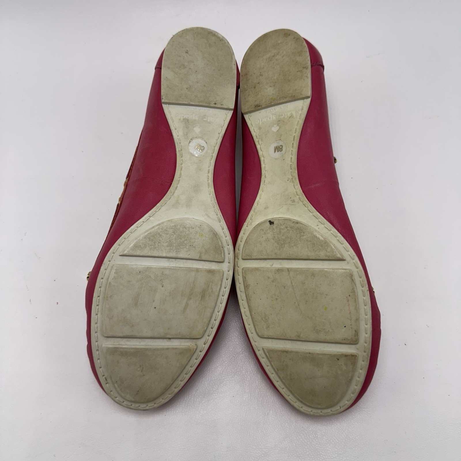 Kate Spade Boat Shoes Flats Bow Pink Red White Women’s Size 8M