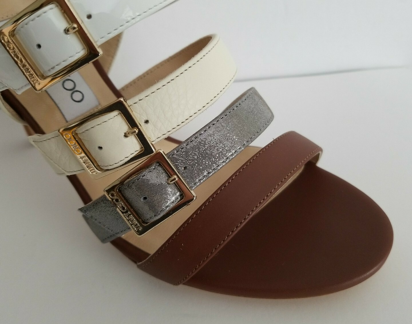 $1000 JIMMY CHOO BUBBLE GLADIATOR MULTI BUCKLE LOGO SANDALS EU 39.5 I LOVE SHOES