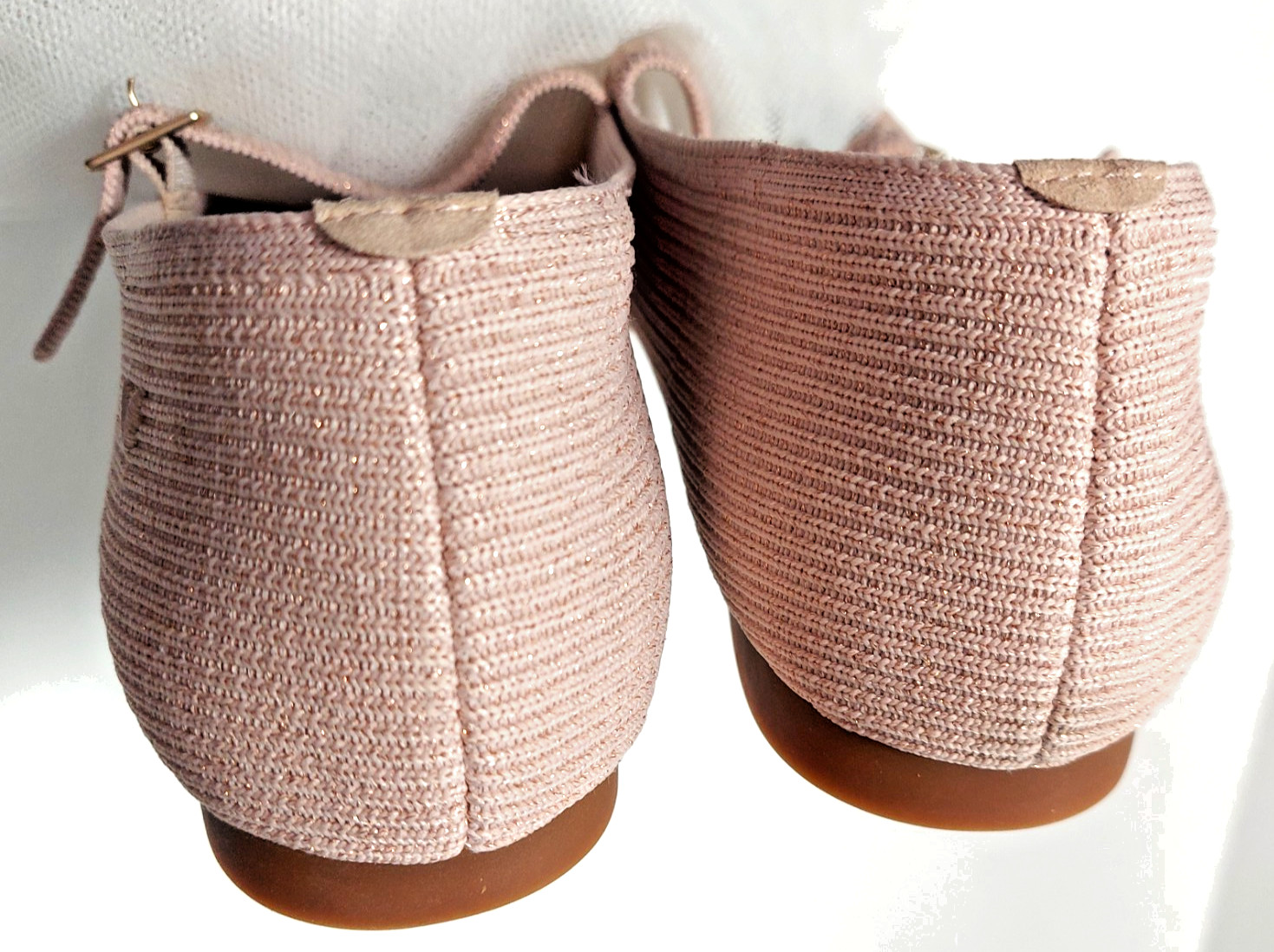 Vivaia Margot Square-Toe V-Cut Flats Mary Jane Shoes Knit Rose Gold US 10 EUC
