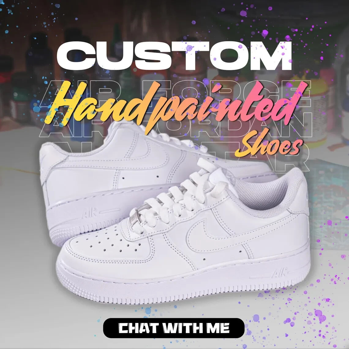 Nike Air Force 1 Custom Glitter Sparkle Sneakers Purple Magenta Pink White Shoes