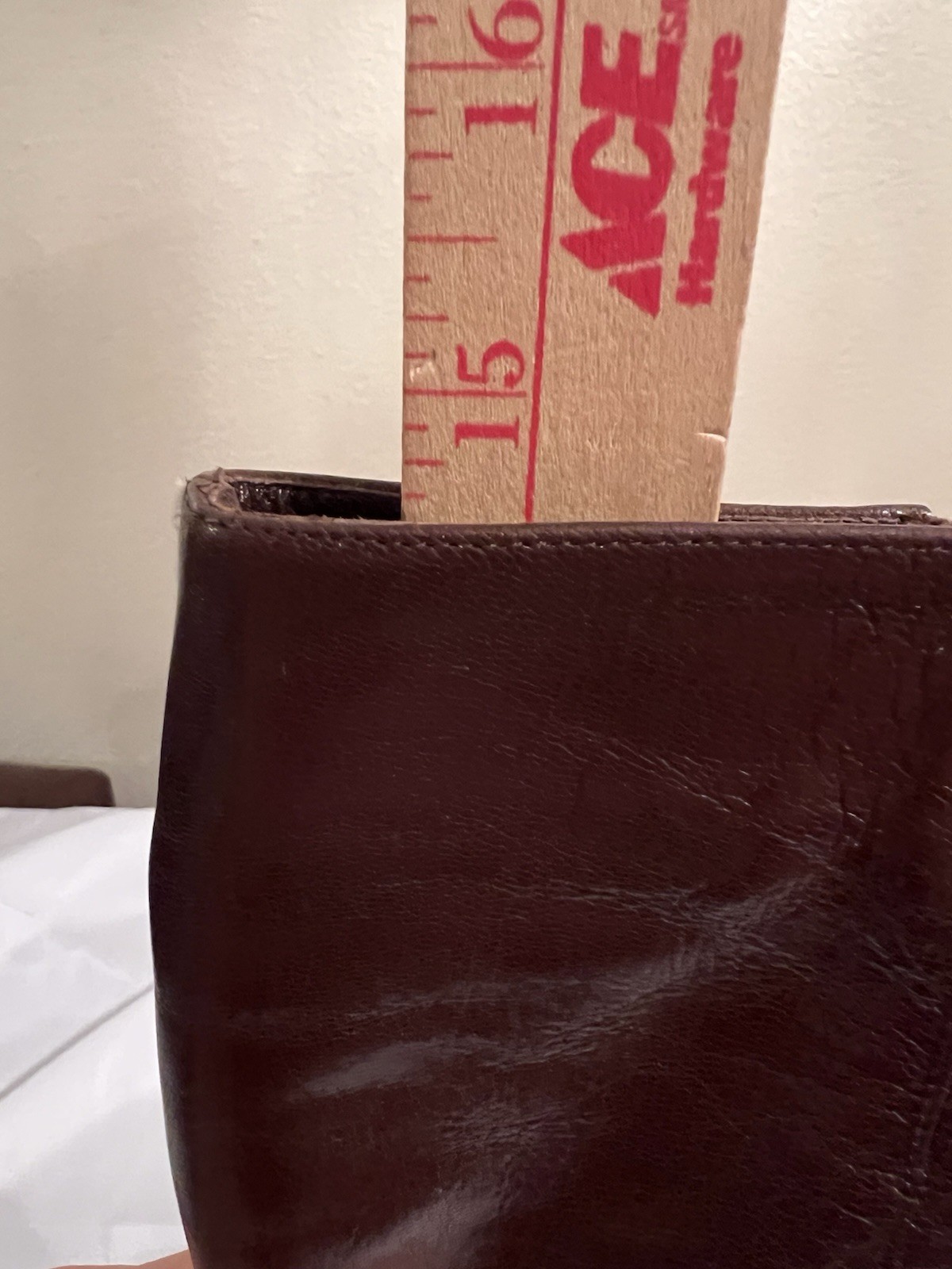 70s Vintage Halston Brown Leather Knee High Boots Womens 7M Block Heel Zip Italy