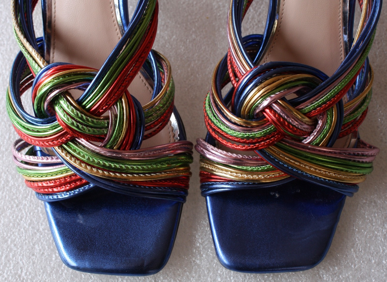 Ninety Union Brazil Sandal – Square Toe – Blue & Knotted Multi-color – Size 8