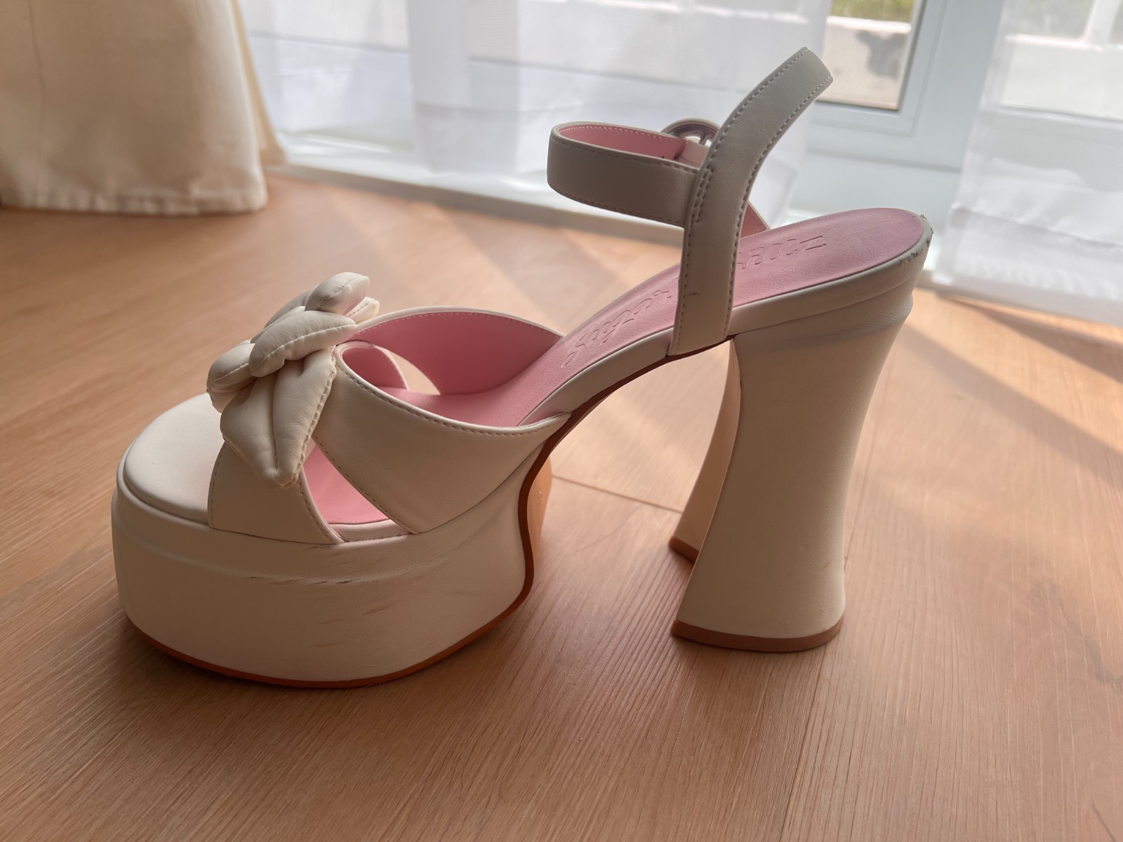 Dolls Kill Sugar Thrillz Peep Toe Heels Size 9 Faux Leather Platform 5″ Heel