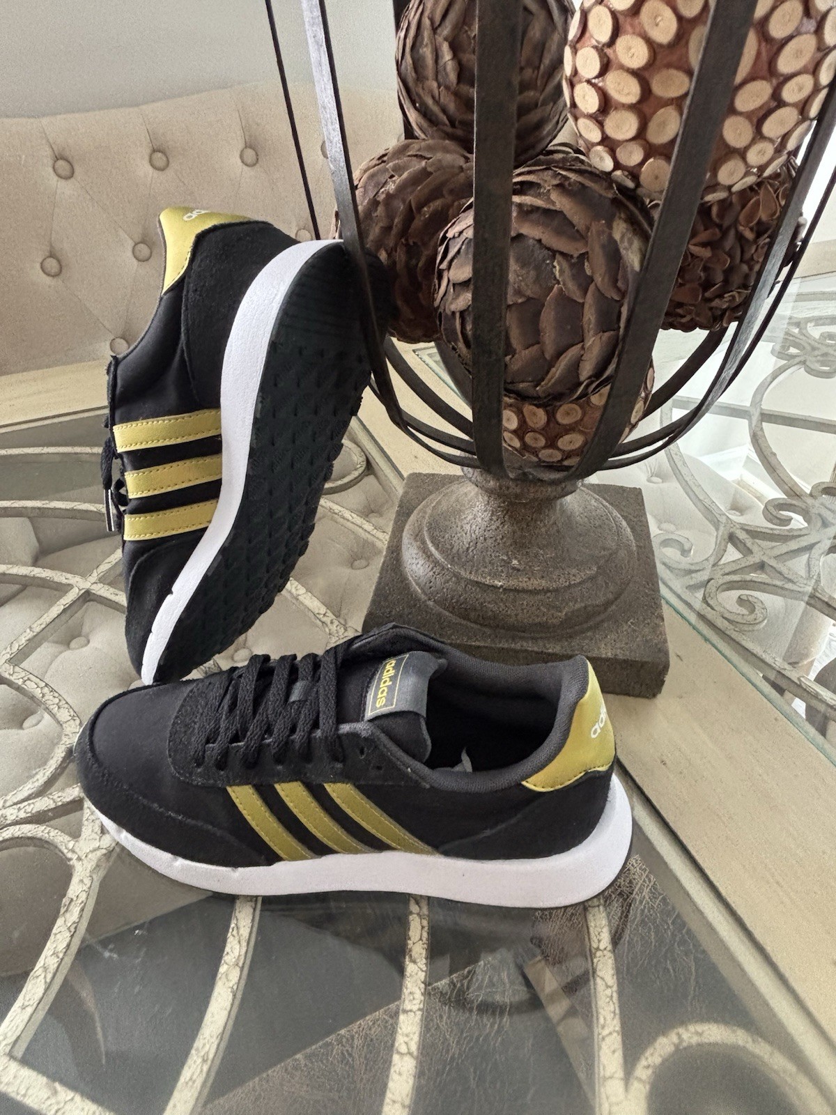 Size 6.5 – Adidas Run 60s 2.0 Black/ Gold! Color Sold Out In Most Locations
