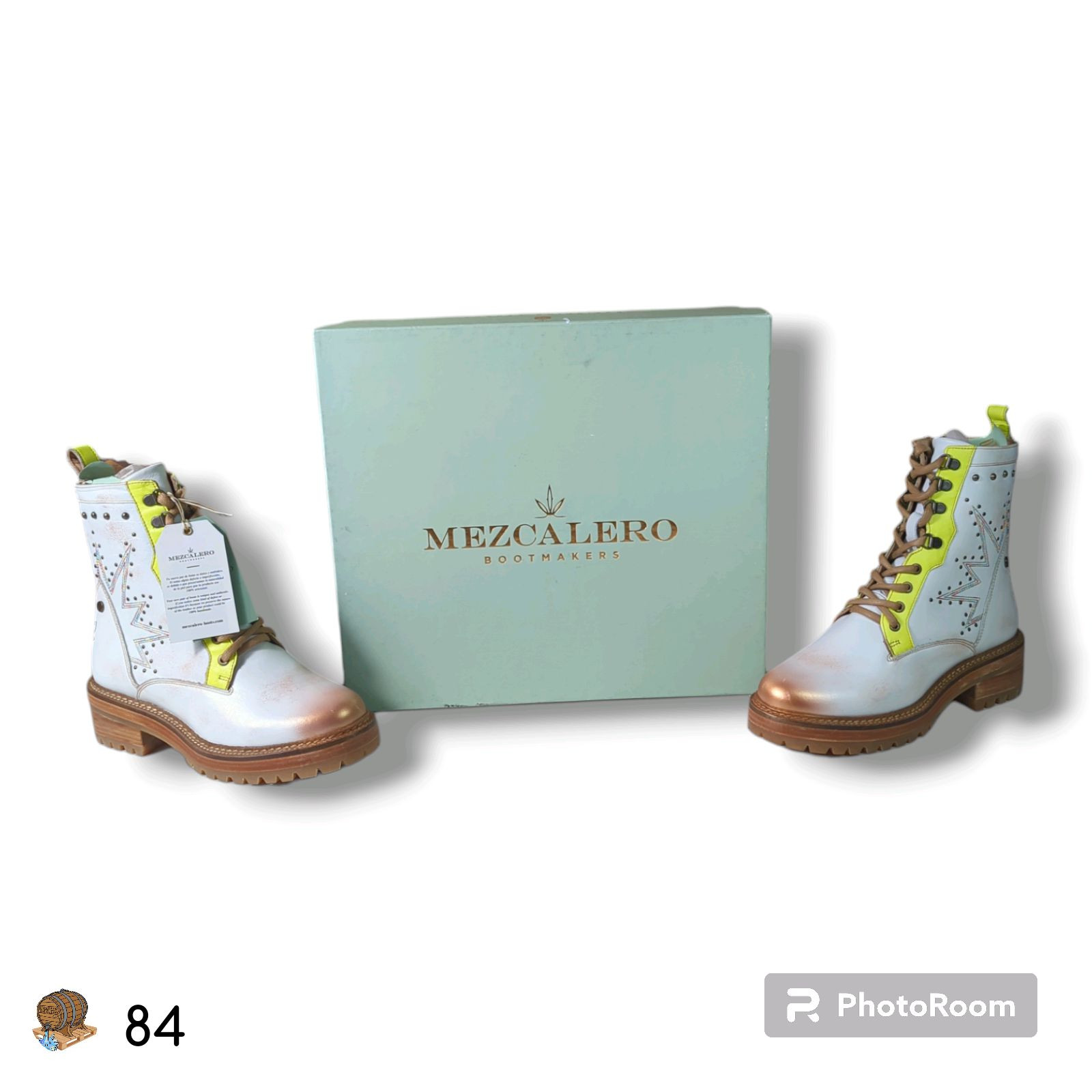 MEZCALERO – Ashlee Supernova White – Fashion Combat boots for Women (Size 7)