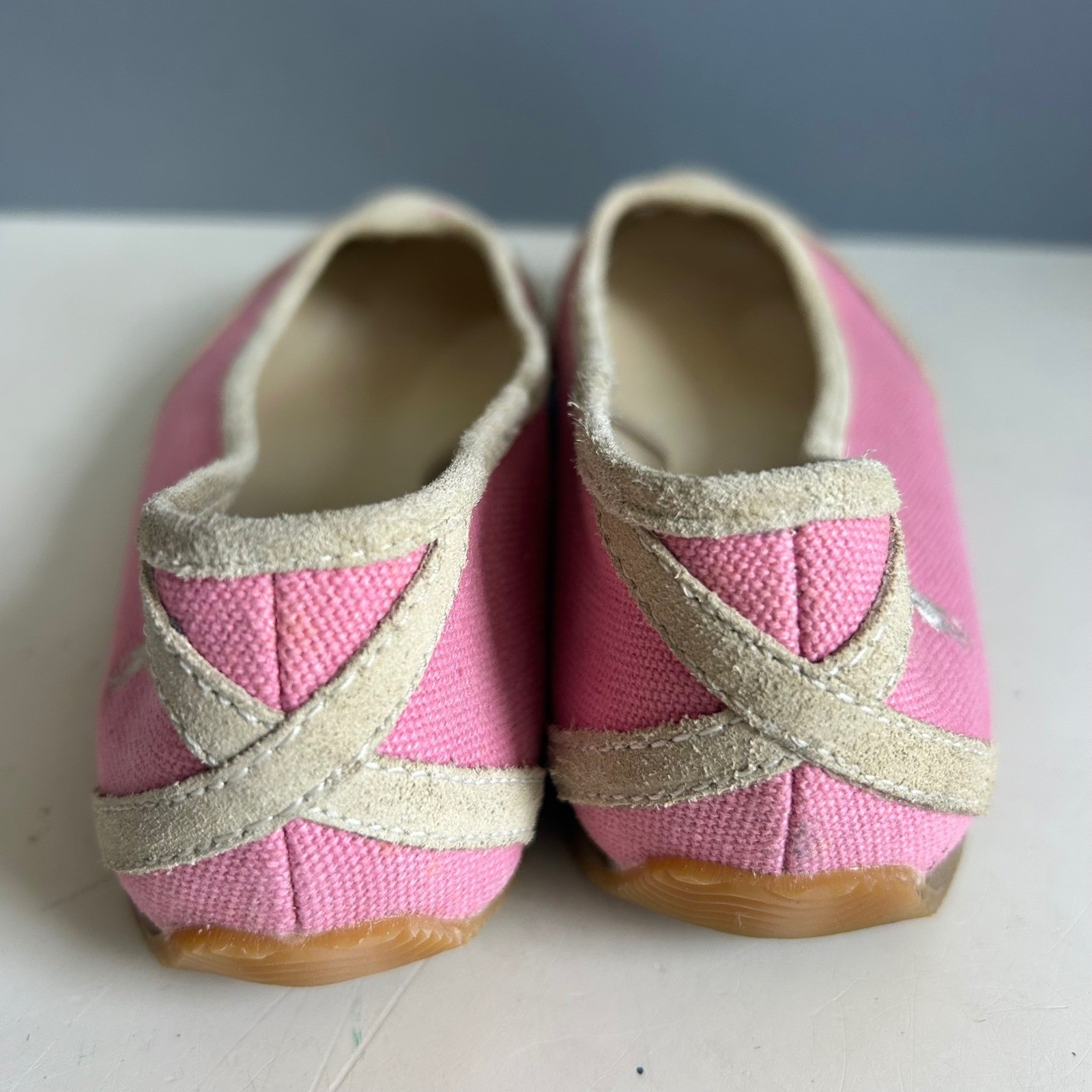 Y2K Polo Ralph Lauren Ballet Flats Sneaker women’s 7.5 Pink Canvas Pony Preppy
