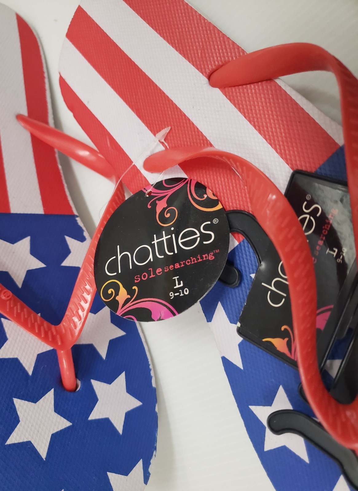 Flip Flops Size L (Large)(size 9-10) JULY 4,PATRIOTIC,USA AMERICAN FLAG,Chatties