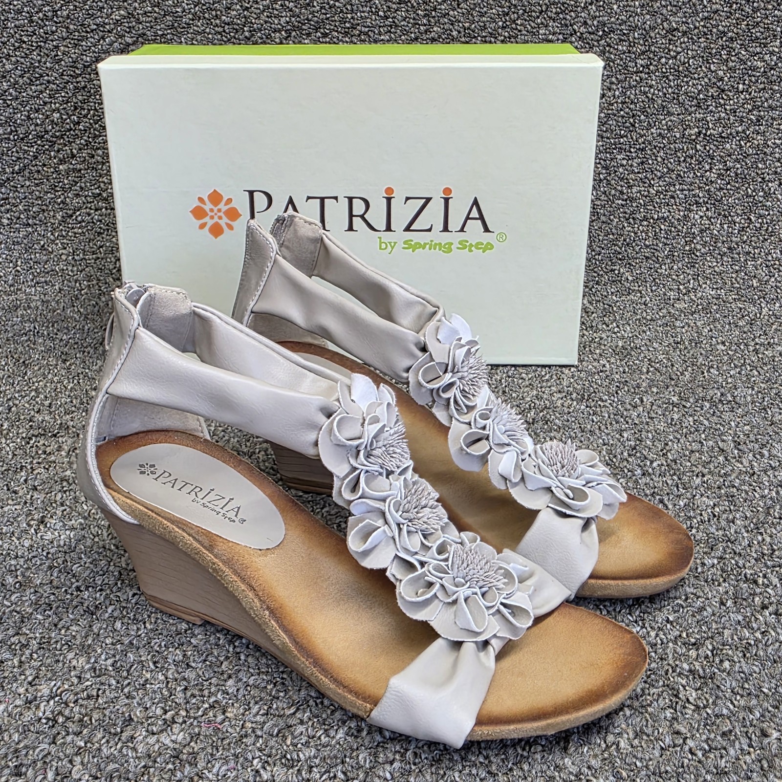 Patrizia By Spring Step Isabella Womens Shoes 37 Beige Back Zip Wedge Sandal