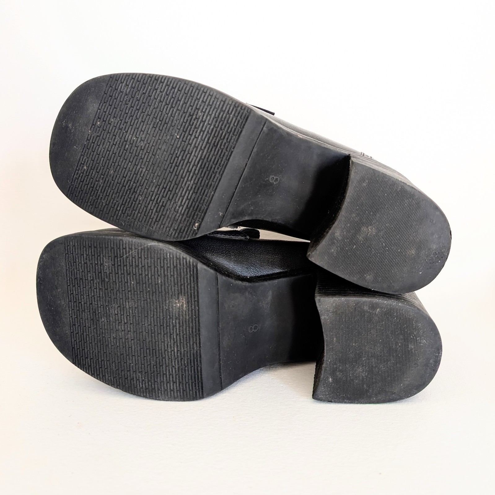 Vintage Mudd Y2K Black Chunky Block Heel Platform Loafer Shoes Size 8 90’s RARE