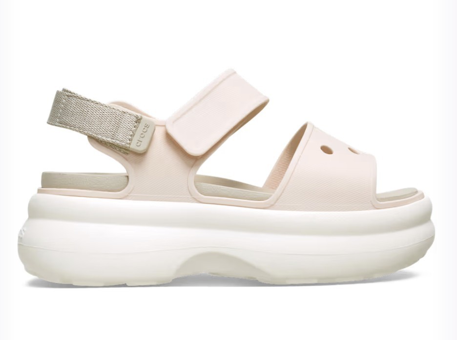 NEW Crocs Soho Shimmer Y-Strap Sandals Peach Ice/Frappé/Chalk, Women’s Size 6