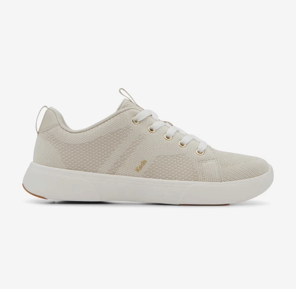 Keds Blisswalk Women’s Knit Lace-Up Low Top Sneakers Beige/White Rubber Sole