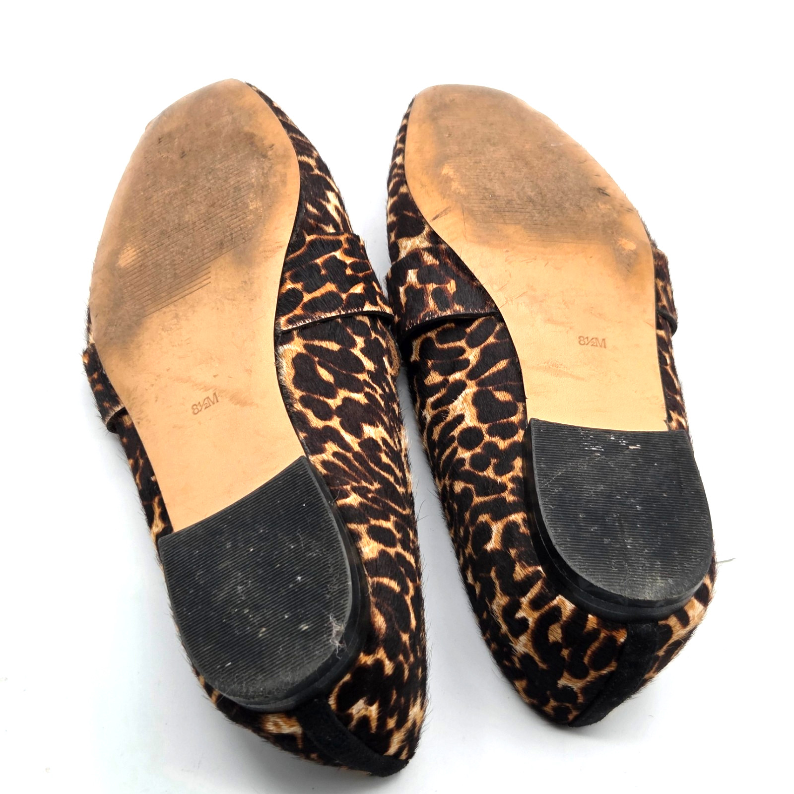 Halogen Lucy Genuine Calf Hair Flats Loafers Chocolate Leopard Print Size 8.5