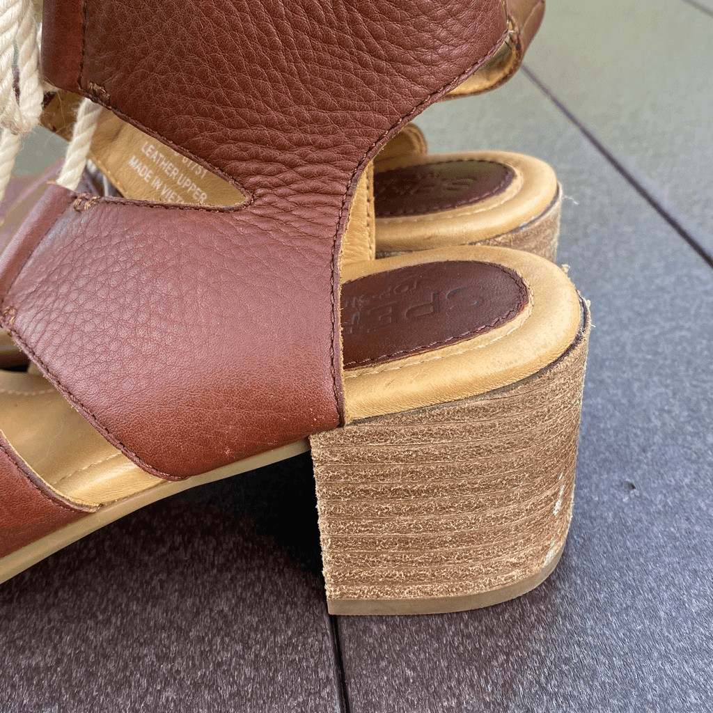 Sperry Vivianne Lia leather sandals size 8 womens gladiator style brown chunky w