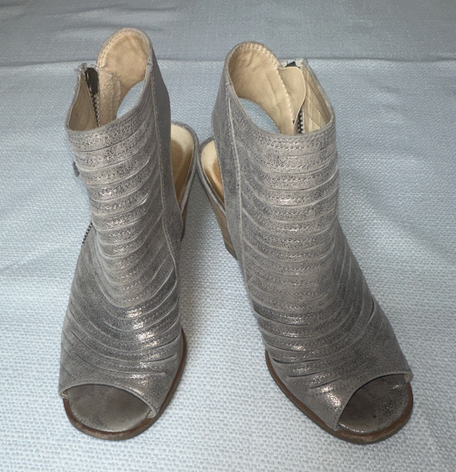 Paul Green Leather Open Toe Ankle Bootie Zip Closure Solid US 4.5