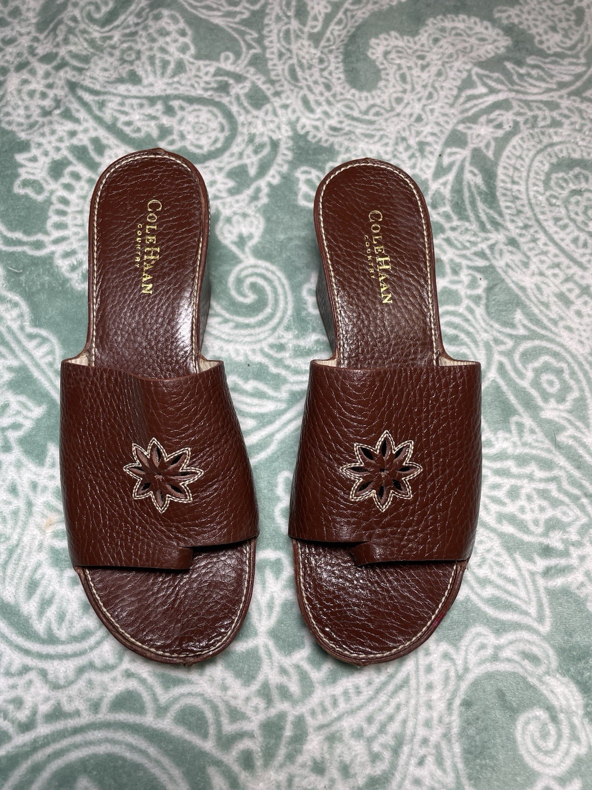 Cole Haan Women’s Leather Sandals Size 8.5 Slides Wedges Made In Brazil