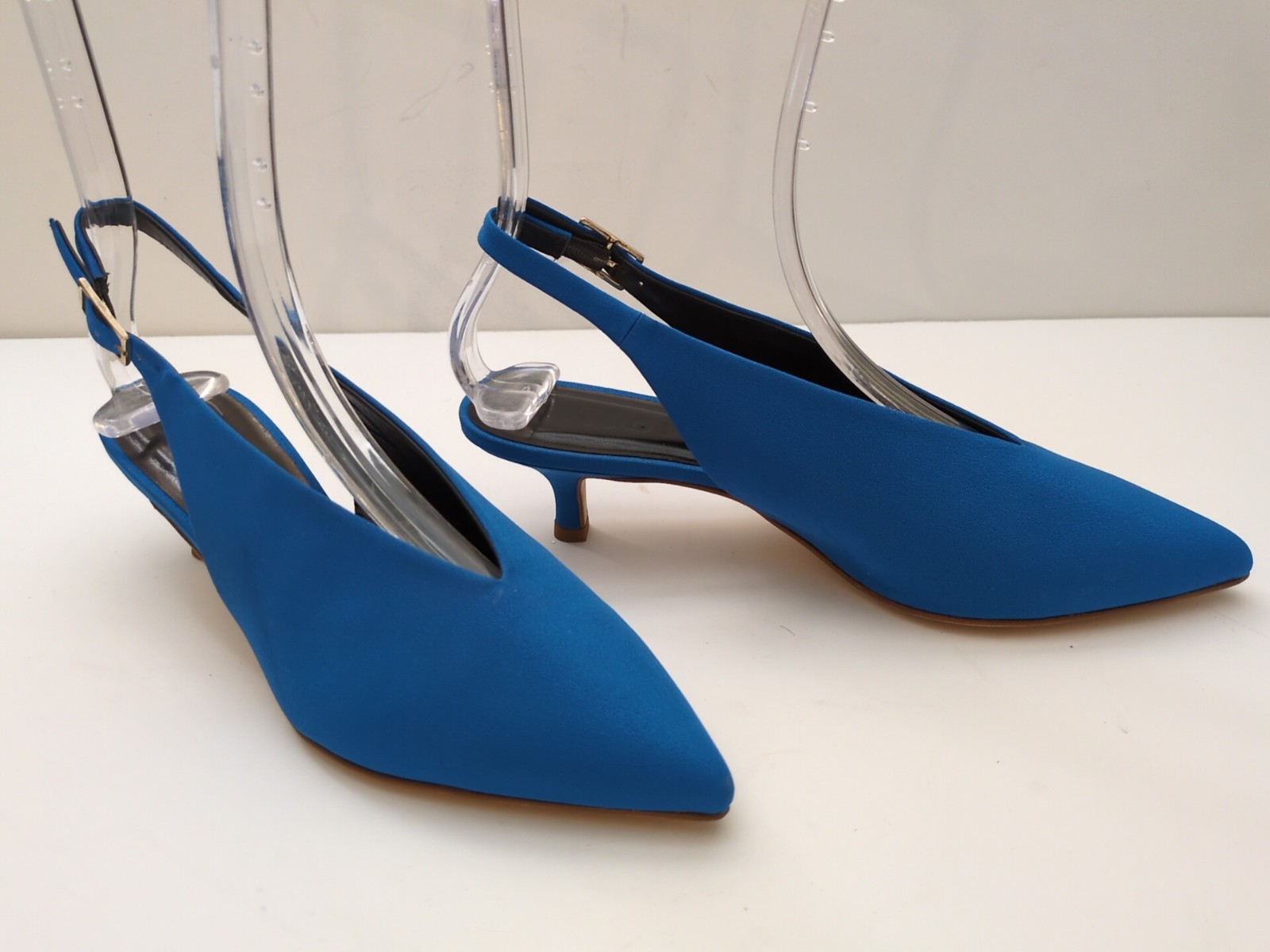 Tibi LIA Blue Satin Slingback Heels Size EU 37 US 6.5 RP $425 NEW! (KS5)