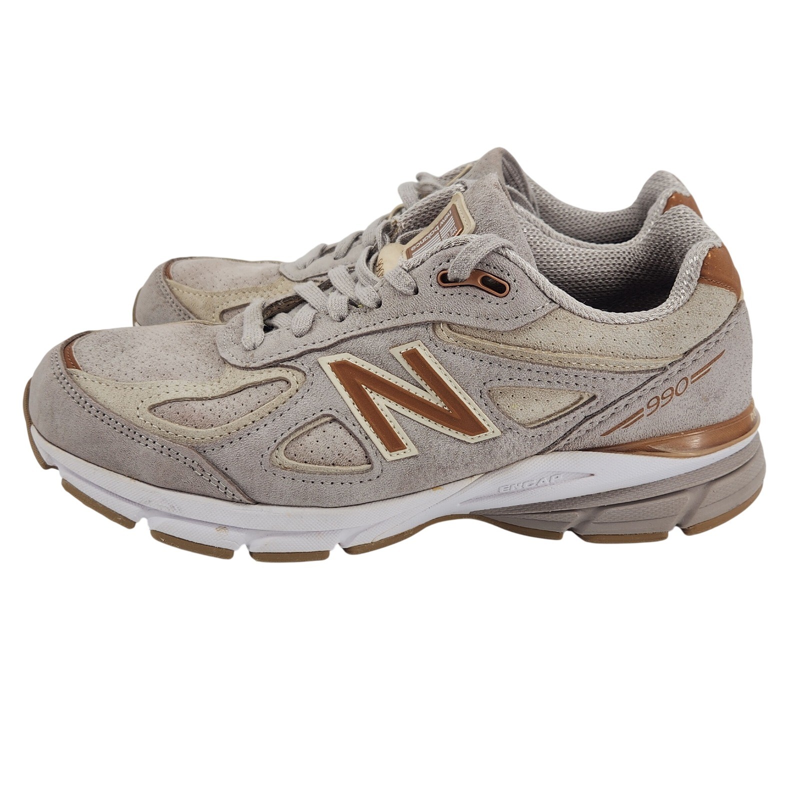 New Balance 990v4 Womens 9 Gray Alabaster Suede USA Running Shoes W990FA4