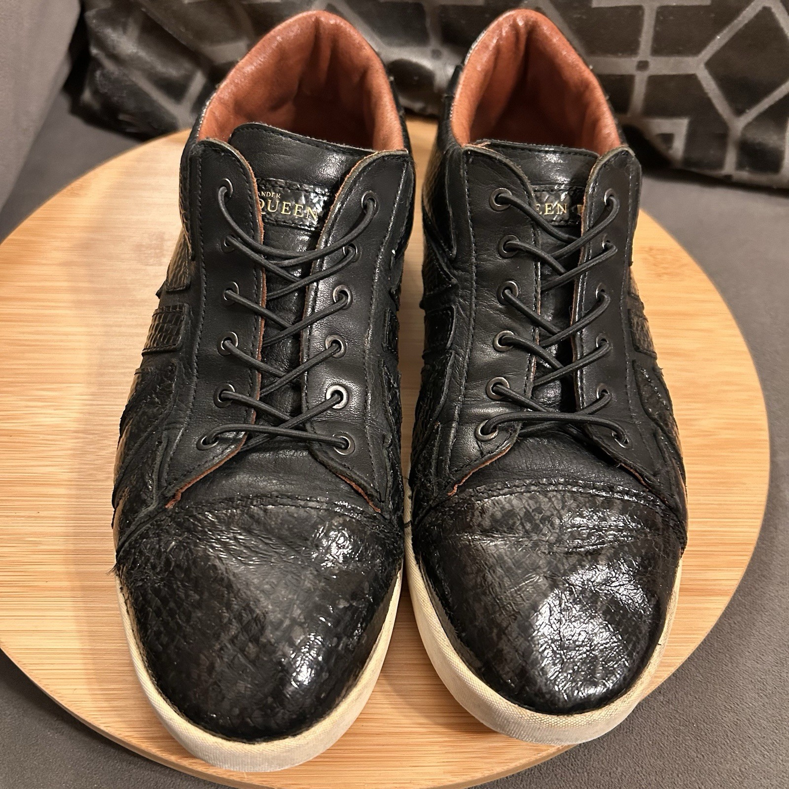 Alexander McQueen X Puma Black Leather Low Lace Up Sneakers Women’s Size 8.5