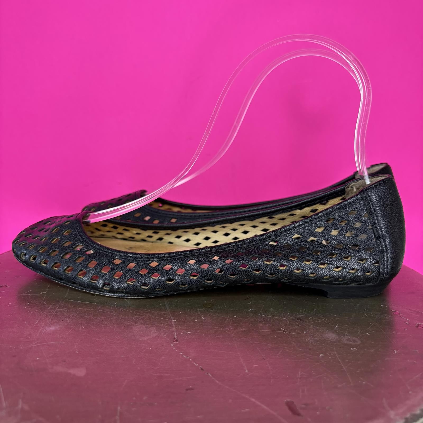 Michael Kors Black Leather Cutout Square Toe Flat US 6 UK 3.5 EU 36