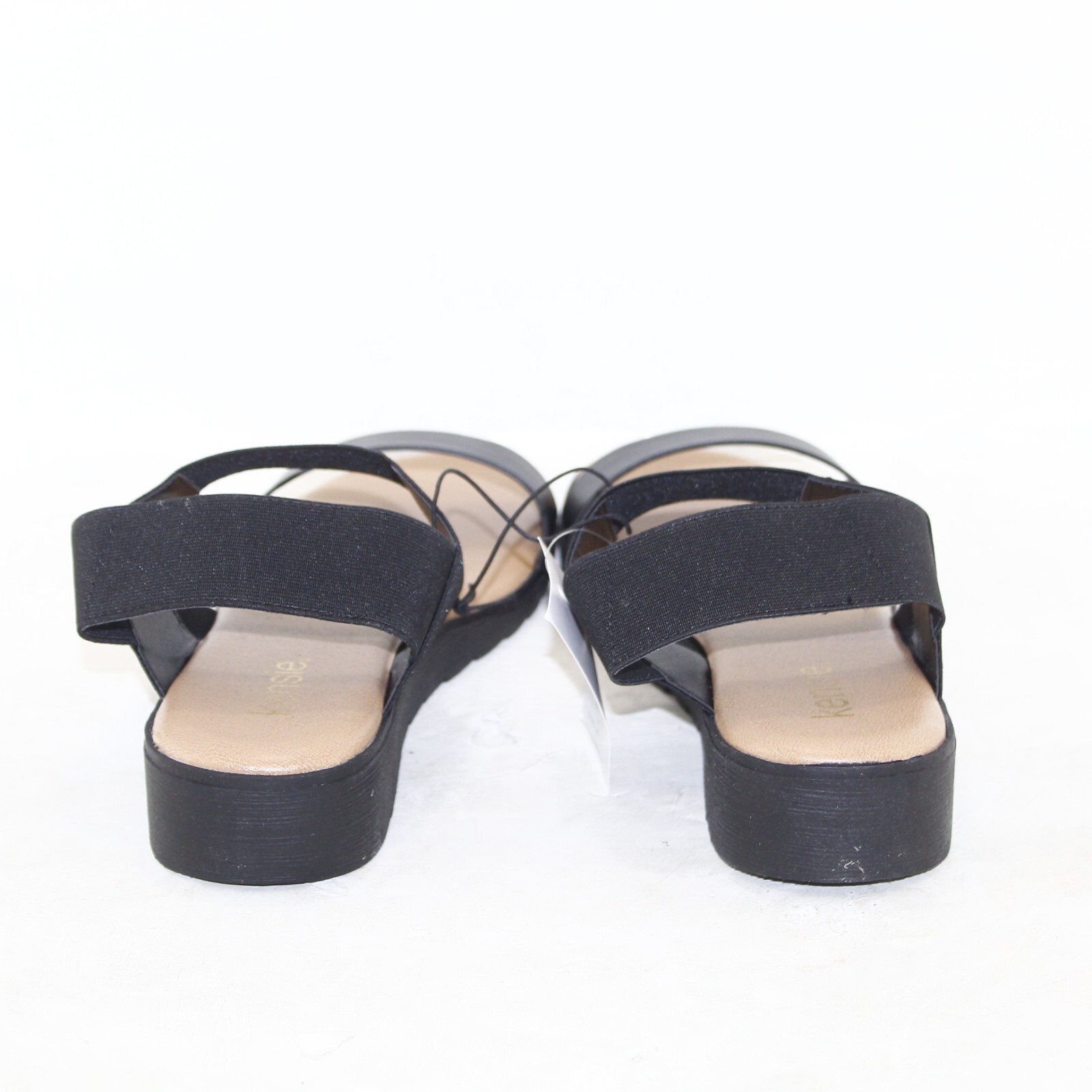 KENSIE EVERLEE womens stretch sandals Multi shoe sizes black faux leather up NEW