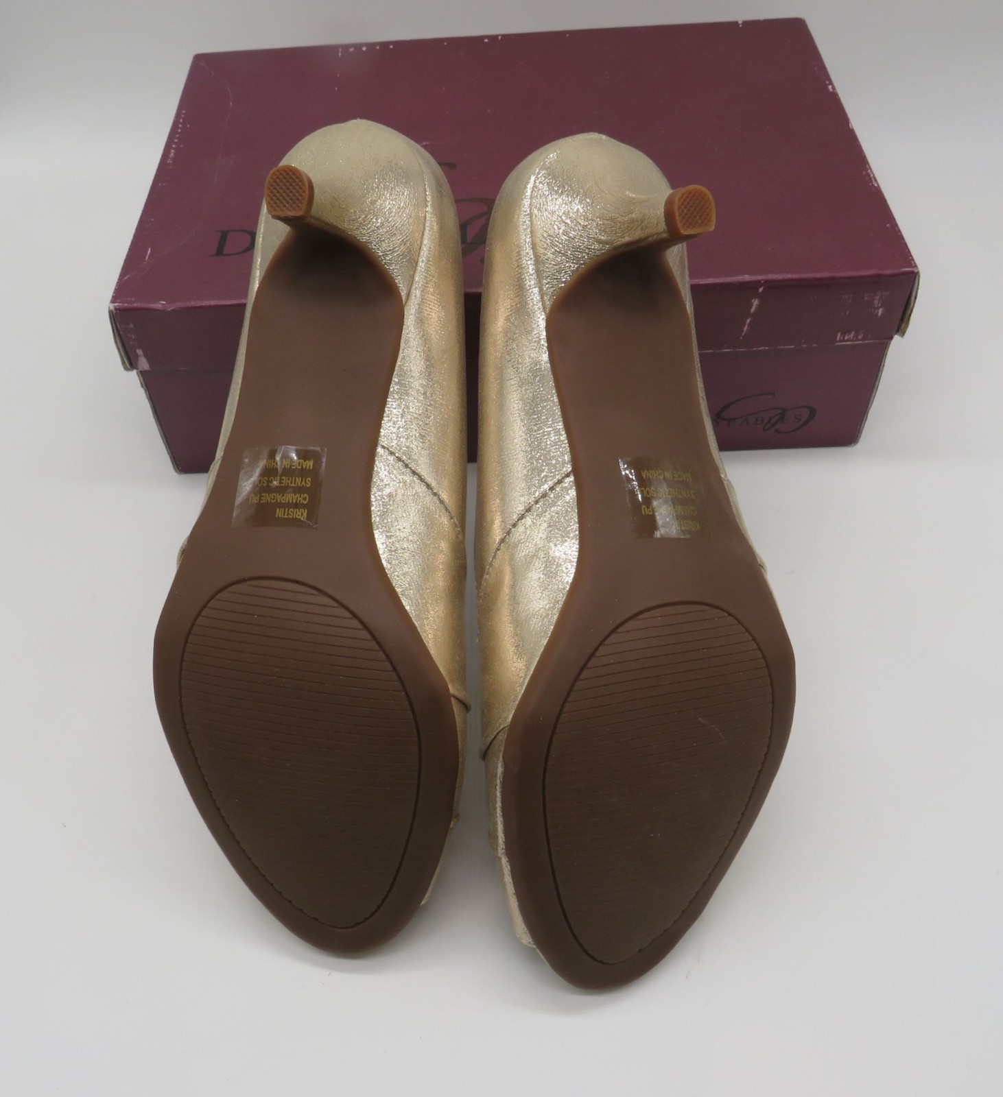 Dyeables Champagne Peep-Toe 2.5 Inch Heel Shoes Rhinestone 9.5 NEW