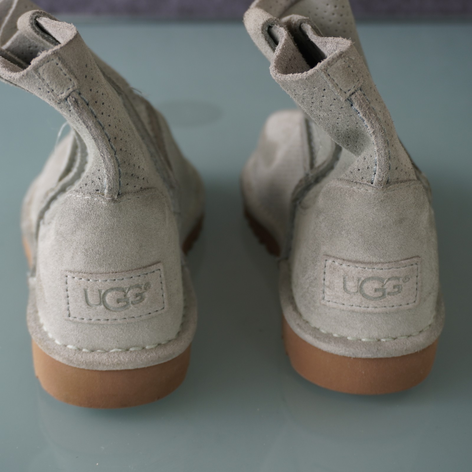 UGG Classic Unlined Mini Perf Boots SuedeGray Perforated Ankle Bootie Size 6 37
