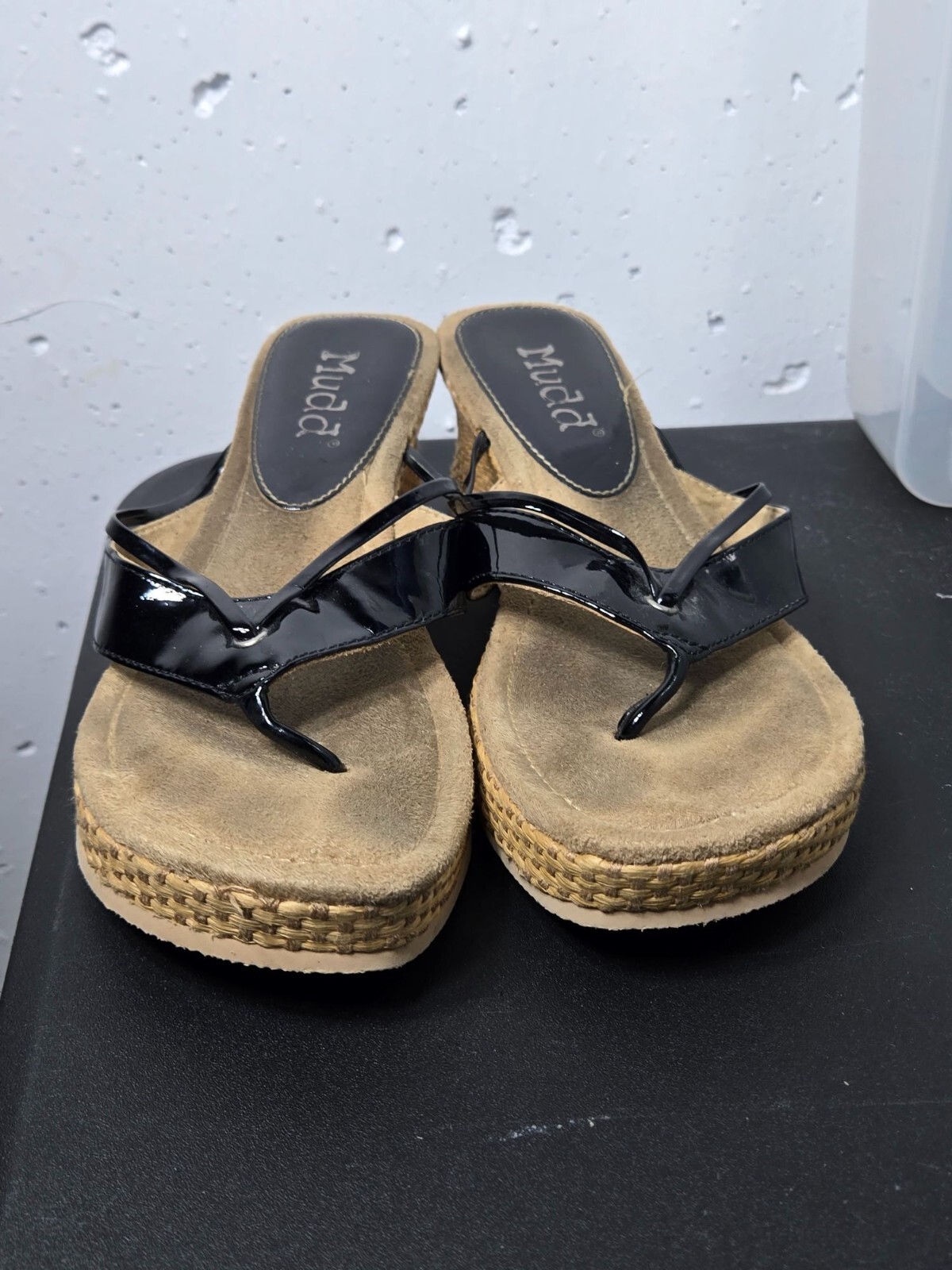 Mudd Womens Black Patent Juicy Wedge Heels Size 10M Platform Chunky Y2K 2000s