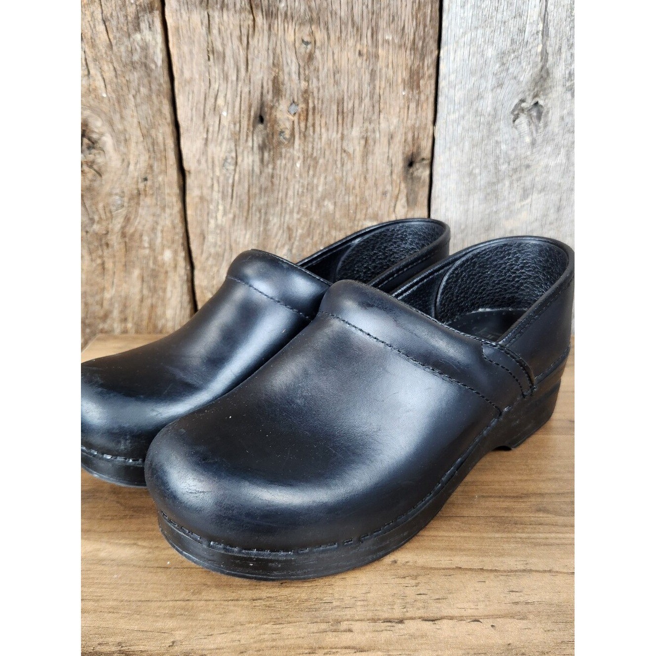 Dansko Black Leather Clogs