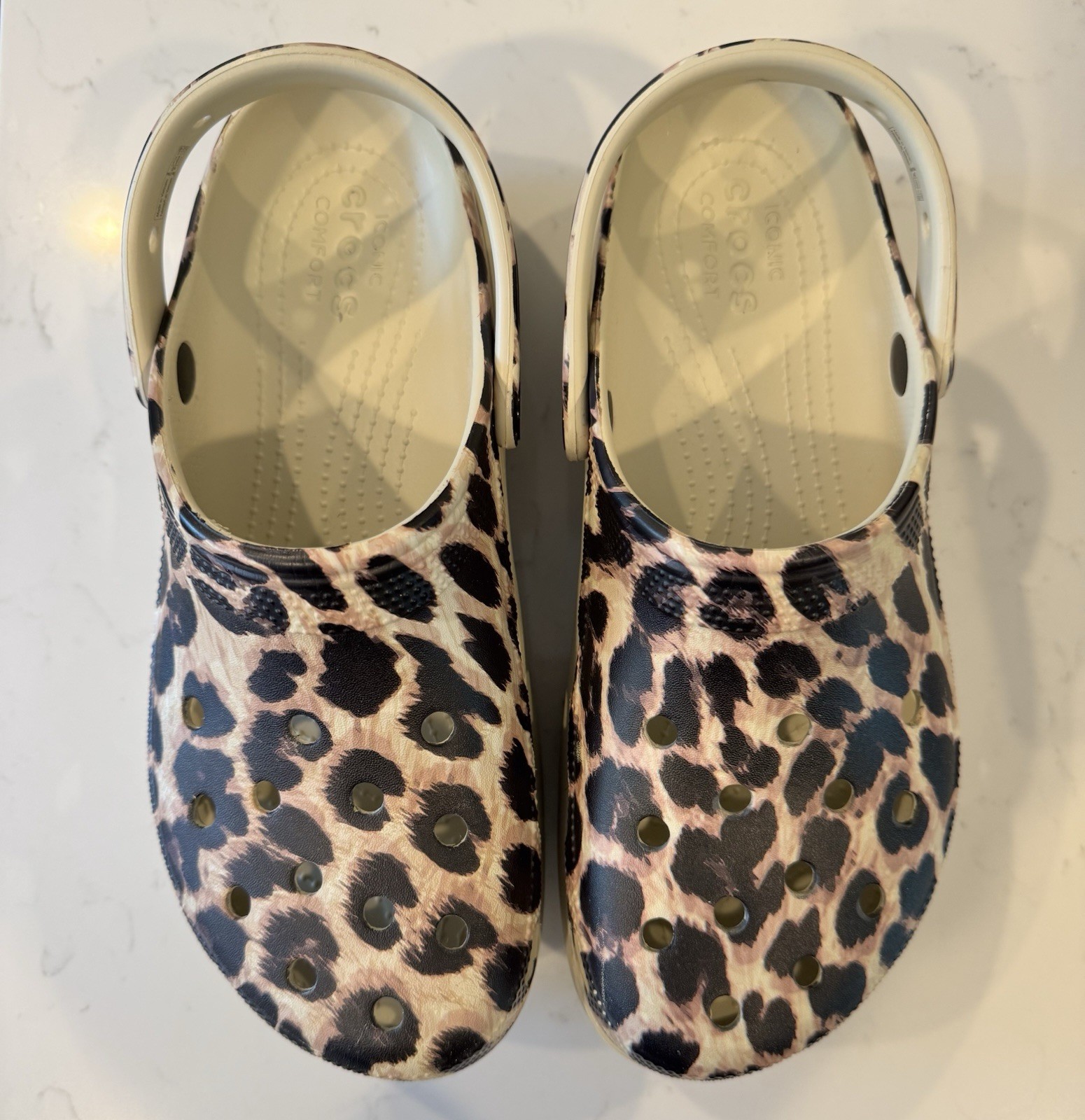 Crocs Stomp Clog Leopard Animal Print Chunky Platform Sole Womens Size 10