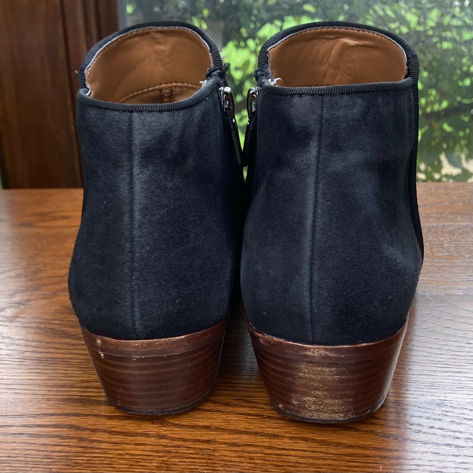 Sam Edelman Petty Block Heel Ankle Bootie Black Suede Leather Boot Womens 7.5