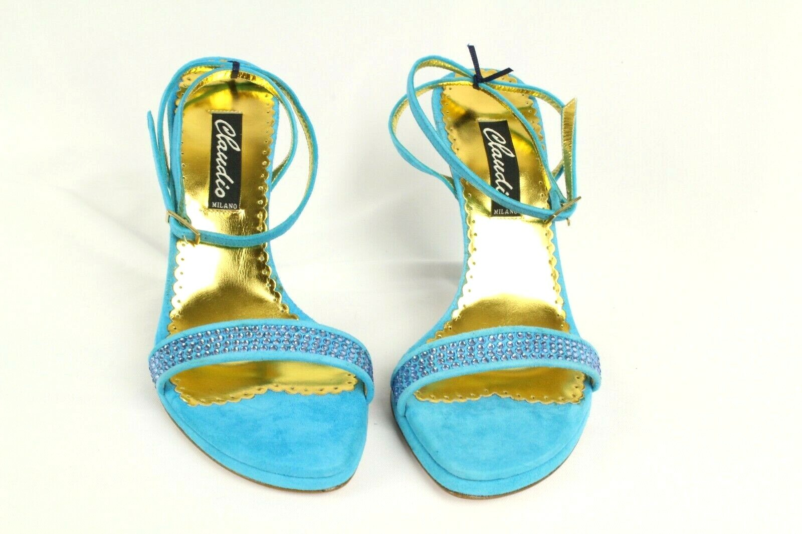 Francesco Saco Women’s Blue Suede Crystal Shoes Size 35 Italy Retail $420
