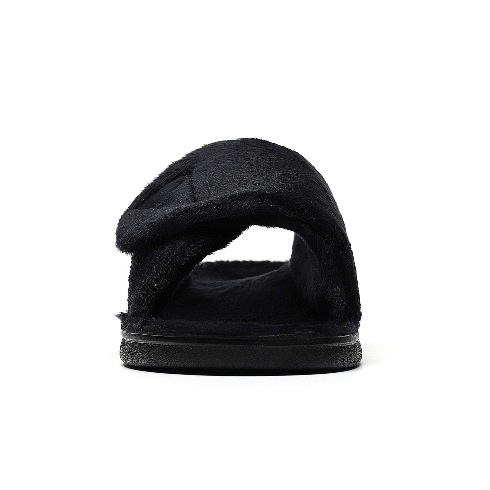 SOLLBEAM Women’s Plantar Fasciitis Fuzzy House Orthopedic Adjustable 6, Black